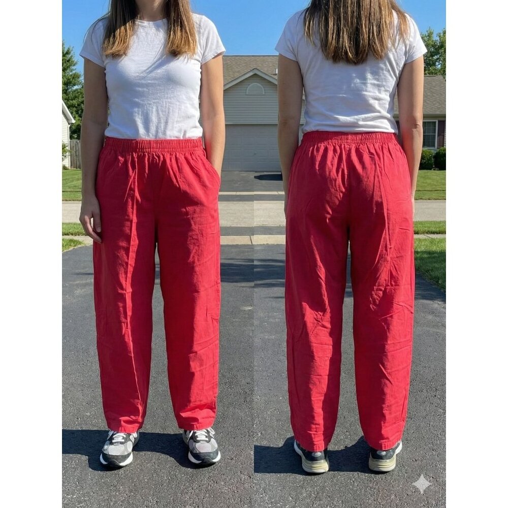 Vintage Malibu Doc Pink Scrub Pants Size L Elastic Waist Cotton Blend 29x29 Work